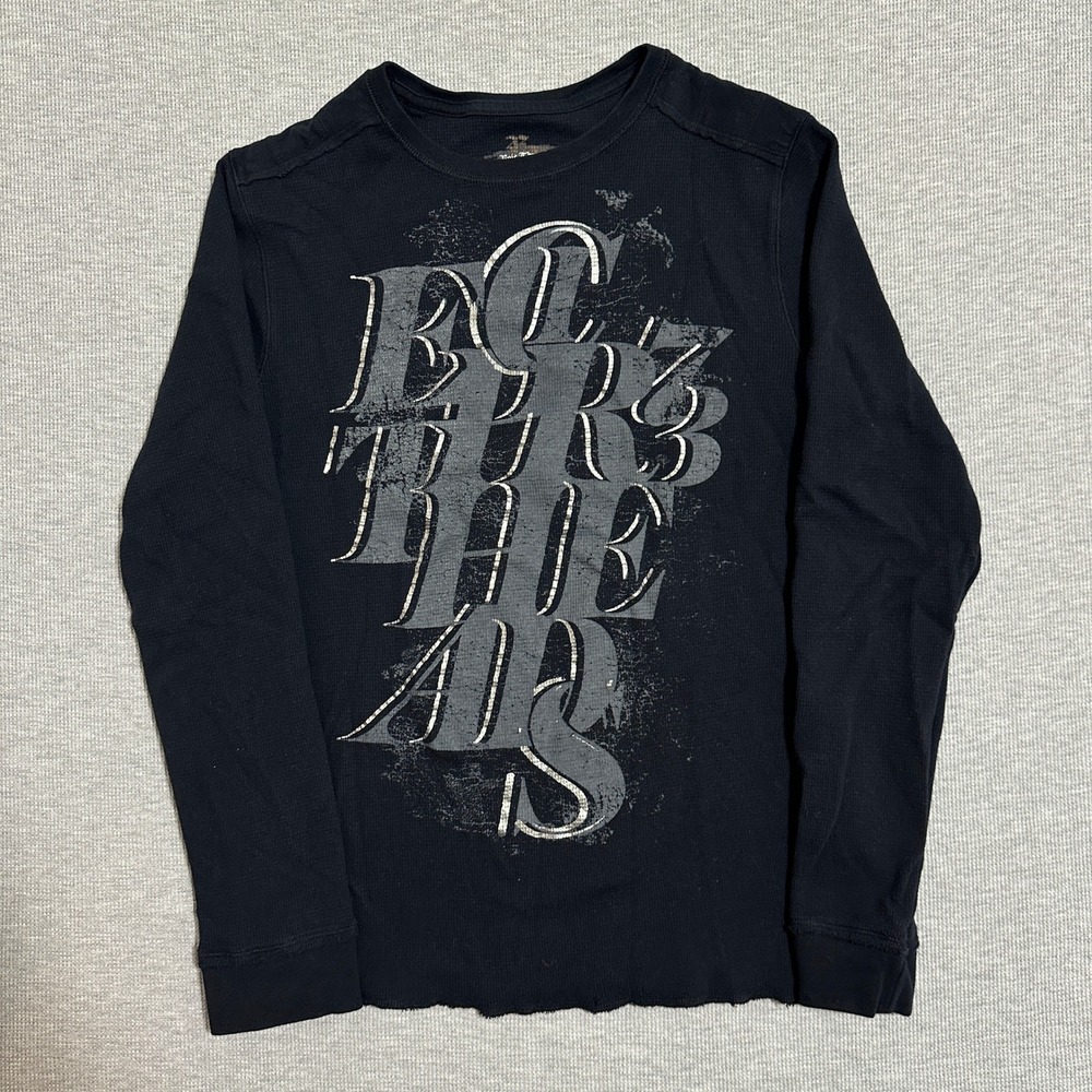 Epic Threads Graphic Thermal Waffle Knit Shirt Long Sleeve Grunge Black XL
